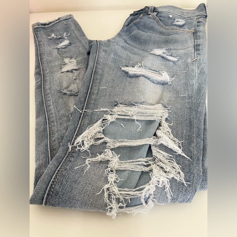 Express Blue Skinny Jeans Distressed Ripped Mid-Rise Women’s 00R - Picture 5 of 12